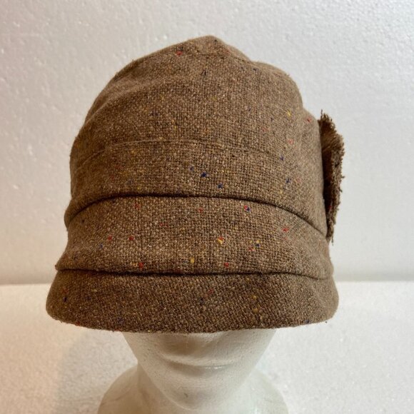 Black Rivet Newsboy Cap with Crochet Flower - Picture 3 of 5